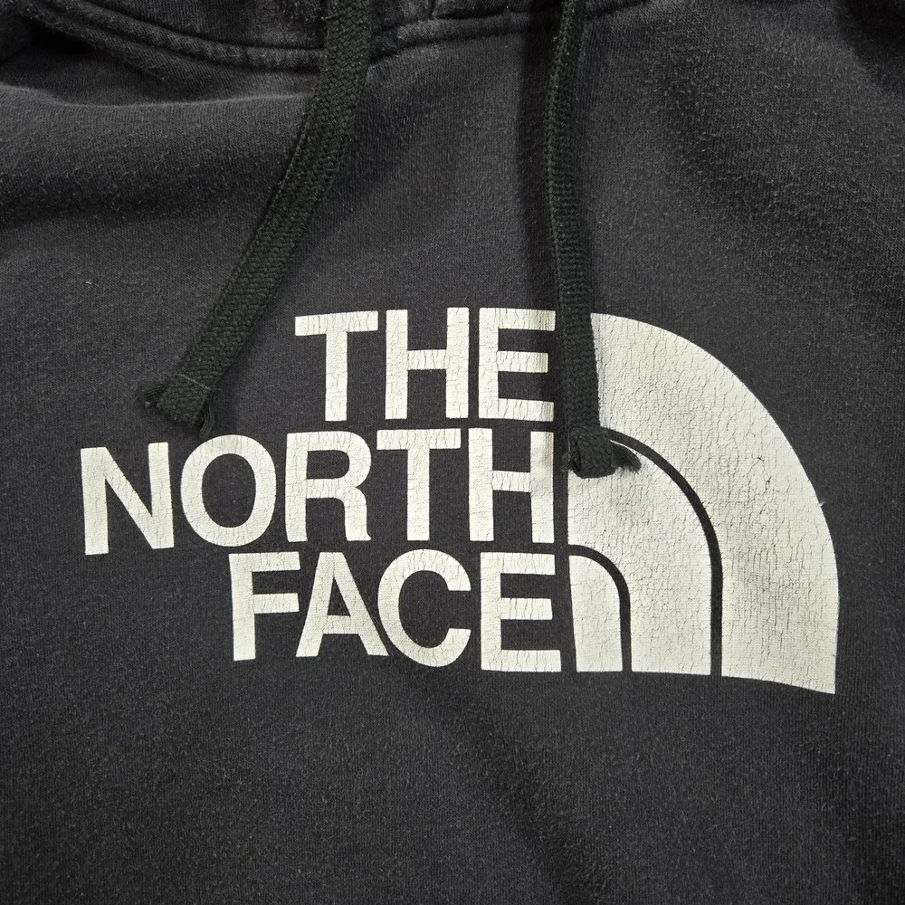 The North Face Hoodie Mens Large Black Logo Pullover Fleece Kangaroo‎ Pocket